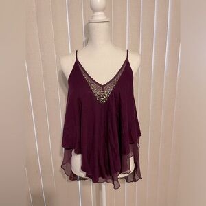 Express Dark Purple Flowy Top Size Small